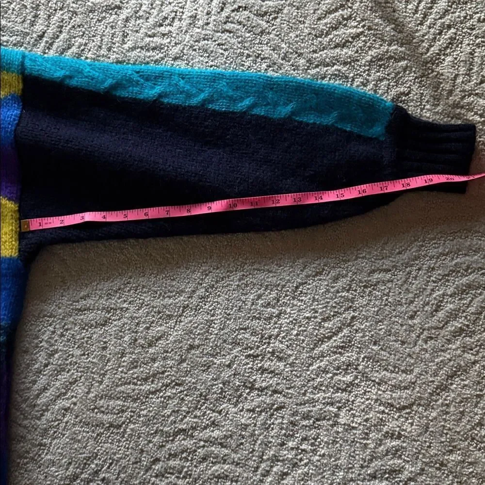 Van Gough Wool Mohair blend  Colorful Women's Sweater with Button-Up Design